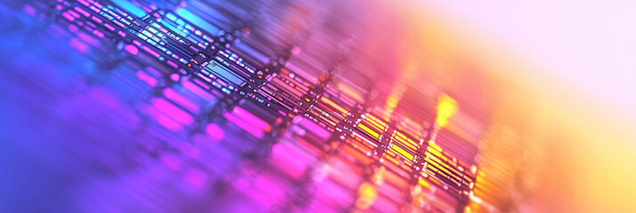 Clean, high-key photograph of a code snippet emerging into colorful geometric shapes, representing