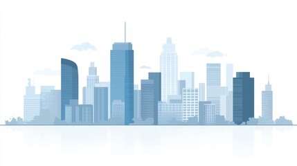 Fototapeta premium Cityscape Skyline, Urban Buildings, Daytime, Reflection, Modern Architecture