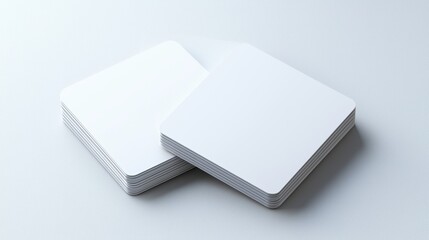 A stack of blank square cards on a light surface, perfect for customizable projects, art, games, or organizational tools, Ideal for businesses, education, or creative workshops,