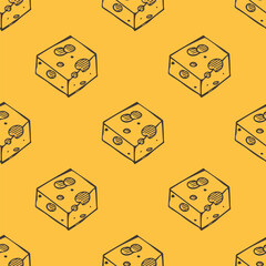 Seamless pattern with cheese doodle for decorative print, wrapping paper, greeting cards, wallpaper and fabric