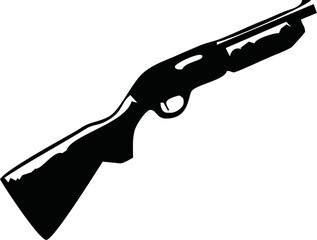 Vector illustration black and white with a shotgun isolated on white background