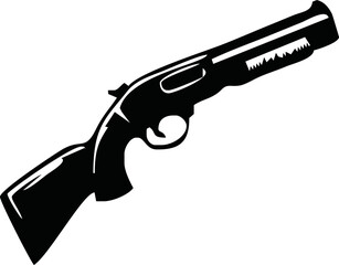 Vector illustration black and white with a shotgun isolated on white background