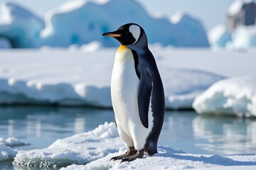 Fototapeta premium Majestic Emperor Penguin on Antarctic Ice Wildlife Photography