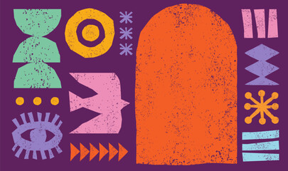 Abstract textured hand drawn design. Africa, tribal art, design, craft and pottery concept illustrations. Abstract backgrounds, frames design