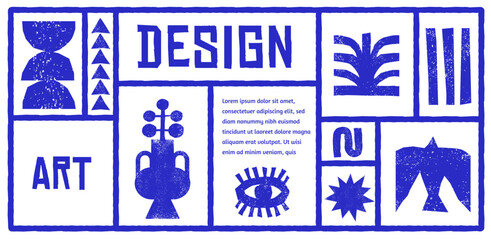 Abstract textured hand drawn design. Africa, tribal art, design, craft and pottery concept illustrations. Abstract backgrounds, frames design