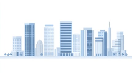 Naklejka premium Cityscape skyline, urban buildings, daytime, clear sky, website banner