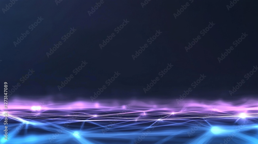 Poster the combination of an abstract wave of musical sounds, smooth information transfer, and 3d rendering