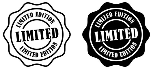 Limited edition badge collection on white background. Black badge with text. Best offer seal. Marketing icon sticker badge. Exclusive label vector. Discount offer. Vector illustration