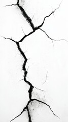 Fototapeta premium Dramatic Crack Formation on an Aged White Wall Surface Texture