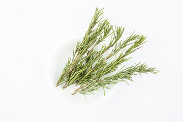 Dried spice rosemary on white background