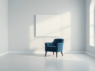 Generative A.I. invites creativity. A blank canvas and blue chair await inspiration. What will AI dream up? Art, design, or something entirely new?