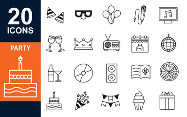 Party and Celebration Line Icon Design
