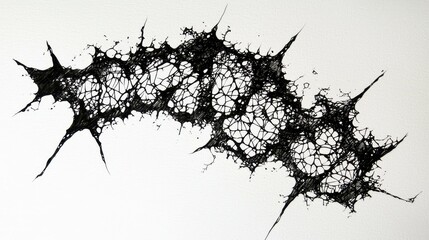 Fototapeta premium Abstract Black Network with Spikes on White Paper Surface