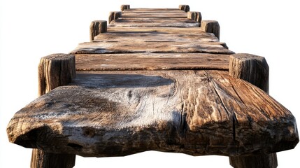 Obraz premium Rustic wooden dock pathway over water with weathered planks