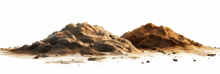 
Pile of dirt isolated on a white background with a clipping path, two different piles of soil.