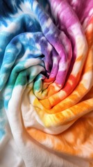 Vibrant tie dye fabric texture in rainbow colors for fashion design and creativity. National Tie Dye Day