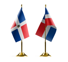 Small national flags of the Dominicana on a white background