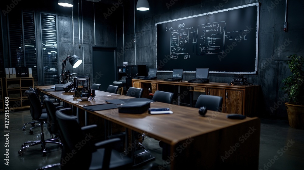 Poster futuristic classroom enhancing ai learning modern education space technology-driven environment inno