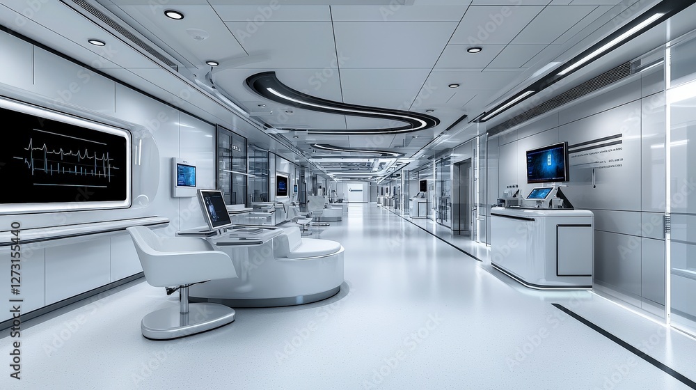 Aufkleber Modern healthcare facility with virtual reality integration and advanced technology in a sleek environment