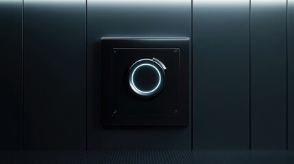 Futuristic Panel with Glowing Circular Element in Dark Setting