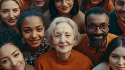 Fototapeta premium Diverse Group of Smiling People Posing Together in Warm Tones