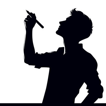 recommend clip art: Silhouette of a man writing with a pen