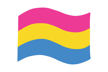 Colorful Pansexual pride flag Happy pride day LGBTQ community Pride Month Vector hand drawn doodle for posters, stickers, logo, cards