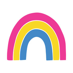 Colorful rainbow shape Pansexual pride flag Happy pride day LGBTQ community Pride Month Vector hand drawn doodle for posters, stickers, logo, cards