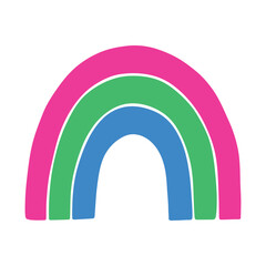 Colorful rainbow shape Polysexual pride flag Happy pride day LGBTQ community Pride Month Vector hand drawn doodle for posters, stickers, logo, cards