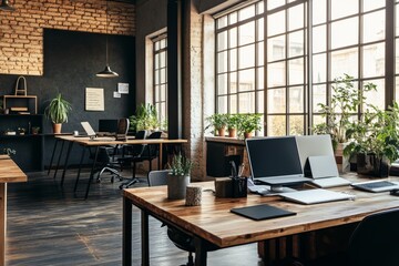 Fototapeta premium Modern and Inspiring Office Workspace with Natural Light