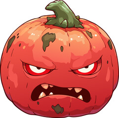 Angry Pumpkin Illustration, Halloween Concept