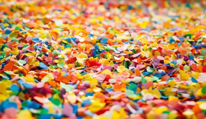 Colorful Confetti Spread on Surface for Celebration and Party Decor