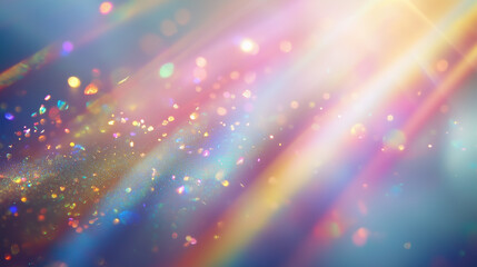 Fototapeta premium Radiant pastel light beams with sparkling bokeh for dreamy, magical, and inspirational designs