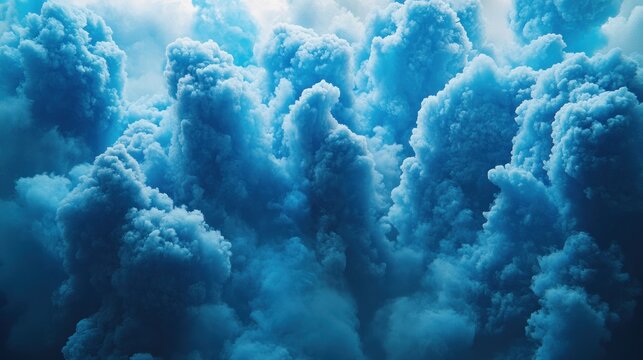 Abstract blue smoke clouds explode in air - Powered by Adobe