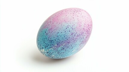 Obraz premium Colorful Speckled Easter Egg on White Background Springtime Still