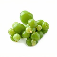 Fresh Green Muscat Grape Cluster Close Up Isolated On White for Healthy Eating and Lifestyle