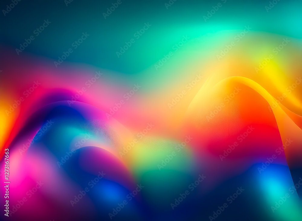 Poster vibrant colors blend and flow in an abstract and blurry design, creating a fluid and dynamic composi