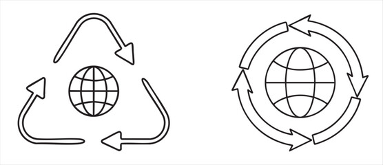 Net Zero Recycling symbols with Earth graphics representing sustainability concepts.