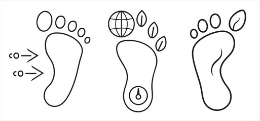 Net Zero Footprints with symbols representing environmental awareness and sustainability.