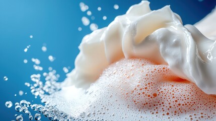 Obraz premium A soft, plush towel soaked in nourishing milk being gently applied to smooth, red skin for a relaxing and therapeutic skincare treatment. The image conveys a sense of calm, indulgence.