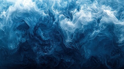 Obraz premium Abstract swirling, dark blue and white paint textures. Background of turbulent motion. Possible use for wallpaper, prints, design inspiration