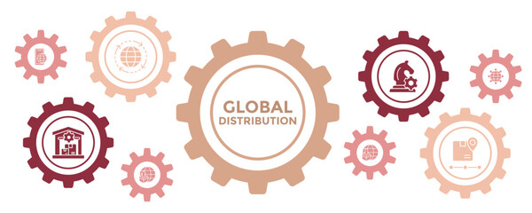 Global Distribution Banner Icon. Vector Illustration For Business Corporate