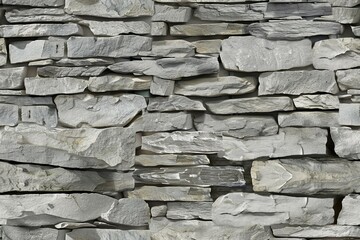 Old stone wall with irregular limestone bricks and weathered texture. Natural rock masonry with moss and lichen growth.