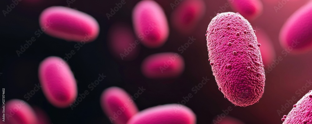 Poster microbial action exploring bacteria in a scientific setting digital representation close-up view inn