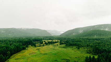 mountain landscape with fog