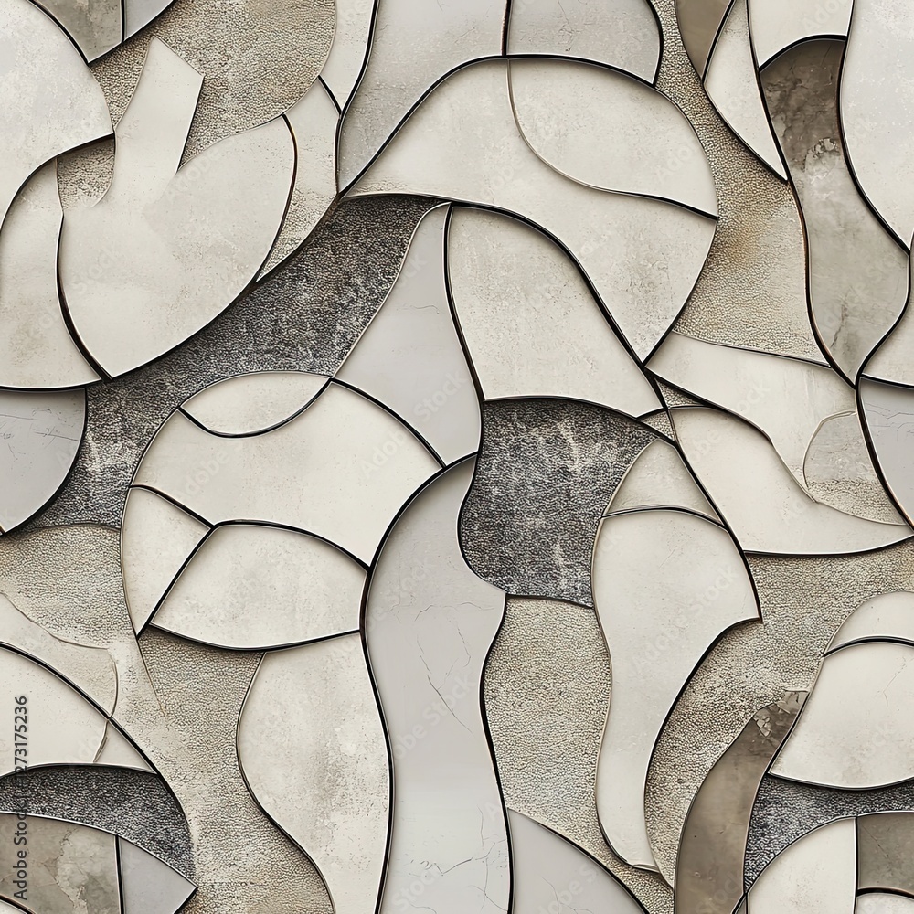 Poster stucco texture with embedded mosaic seamless pattern design for interiors