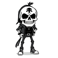 a skull emoji has a skull and crossbones symbol on its forehead.