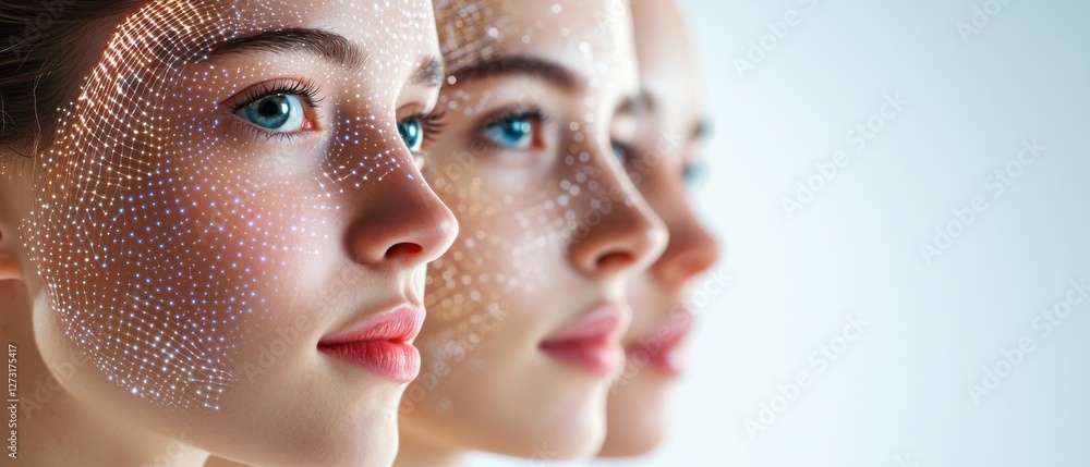 Poster ai-powered skin analysis device detecting uv damage for advanced skincare monitoring and prevention.