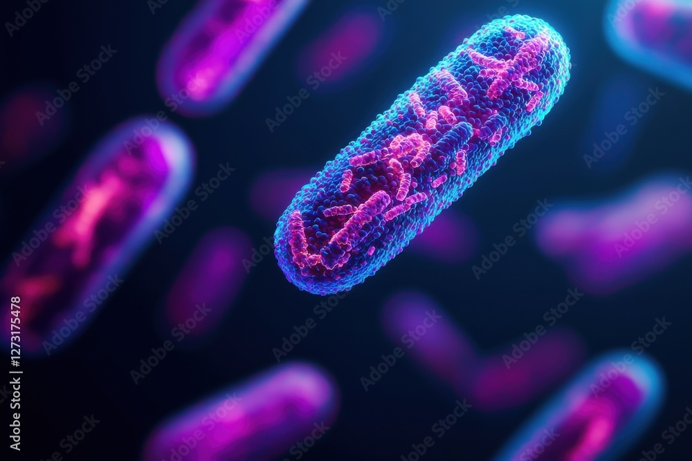 Poster microscopic action of bacteria laboratory setting scientific image dark environment close-up view bi