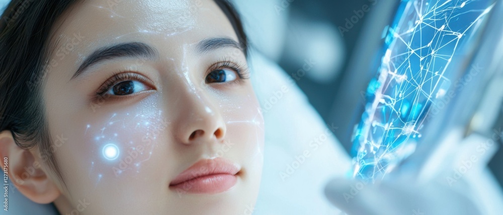 Aufkleber an advanced ai-powered skin analysis device that can detect uv damage and provide personalized recom